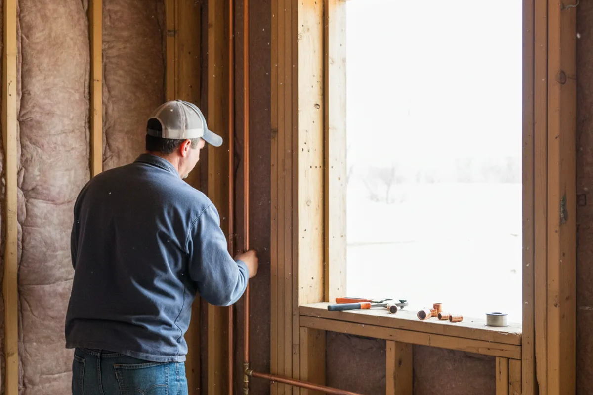Licensed plumber running new copper supply lines in a Cookeville home