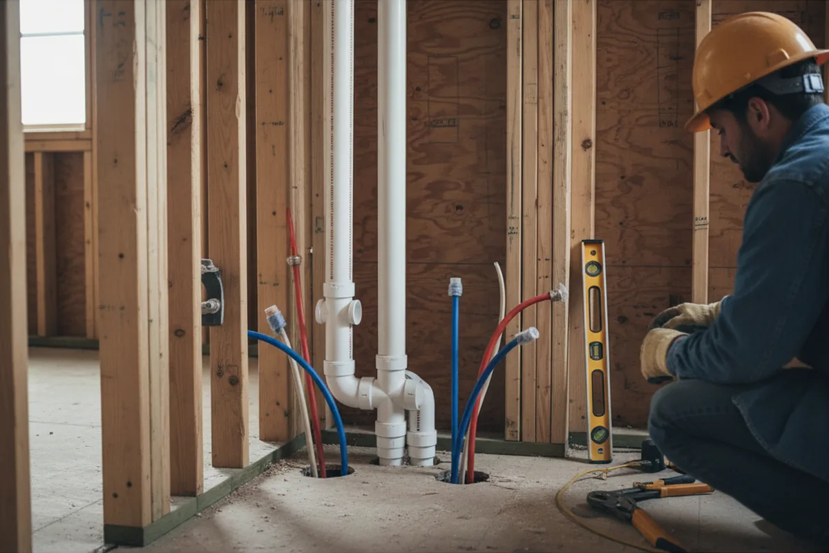 Drain and supply rough-in during Sump Pump Repair in Cookeville