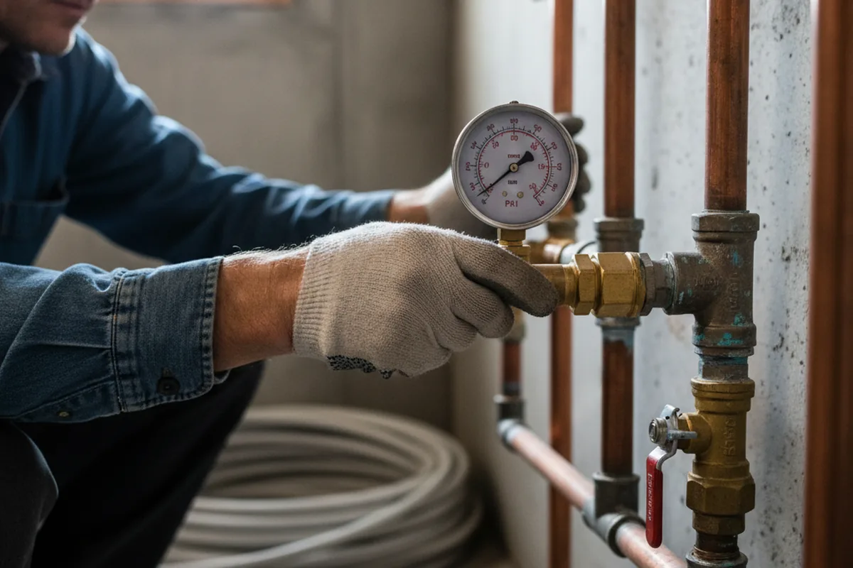 Pressure testing a repaired line during Water Line Repair in Cookeville